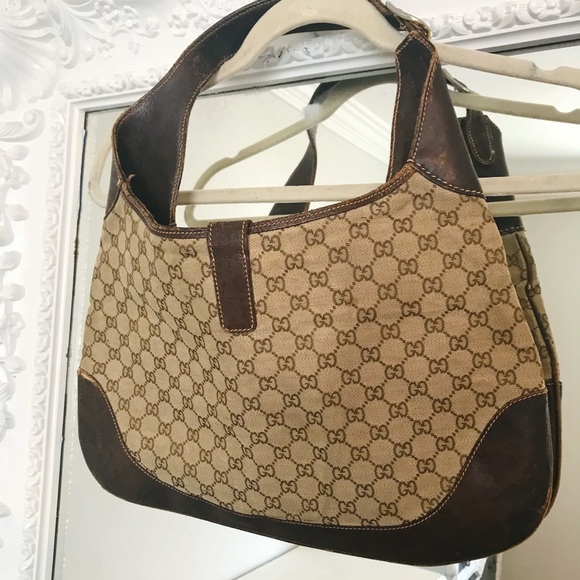 VINTAGE Gucci Hobo Monogram Logo Crescent Handbag - Picture 7 of 15